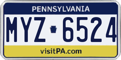 PA license plate MYZ6524