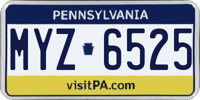 PA license plate MYZ6525