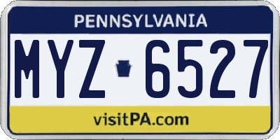 PA license plate MYZ6527