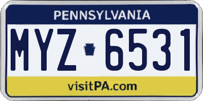 PA license plate MYZ6531