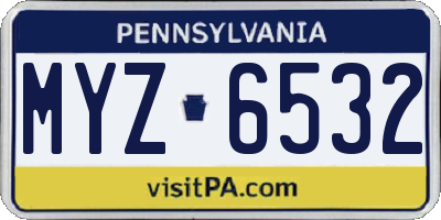 PA license plate MYZ6532