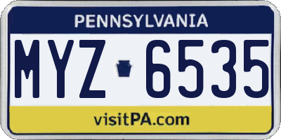 PA license plate MYZ6535