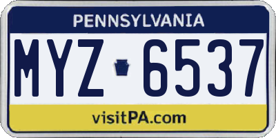 PA license plate MYZ6537