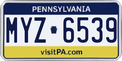 PA license plate MYZ6539