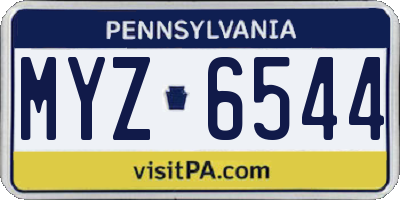 PA license plate MYZ6544
