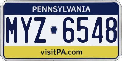 PA license plate MYZ6548