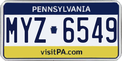 PA license plate MYZ6549