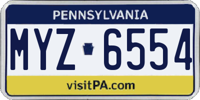 PA license plate MYZ6554