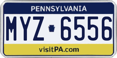 PA license plate MYZ6556