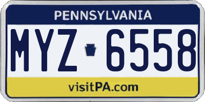 PA license plate MYZ6558