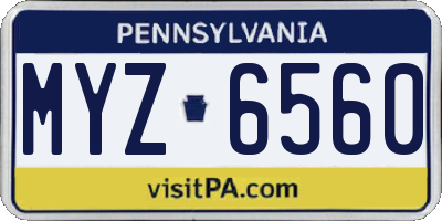 PA license plate MYZ6560
