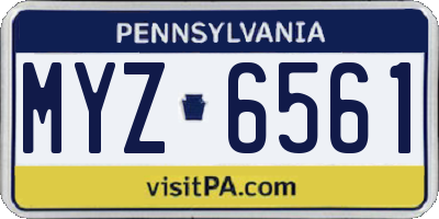 PA license plate MYZ6561