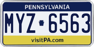 PA license plate MYZ6563