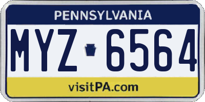 PA license plate MYZ6564