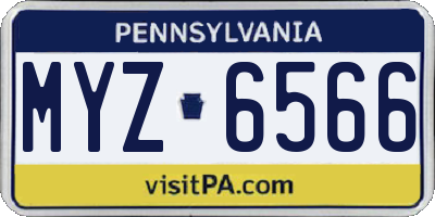 PA license plate MYZ6566