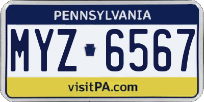 PA license plate MYZ6567