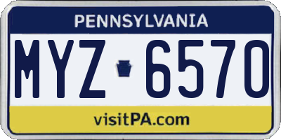 PA license plate MYZ6570