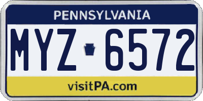 PA license plate MYZ6572