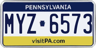 PA license plate MYZ6573