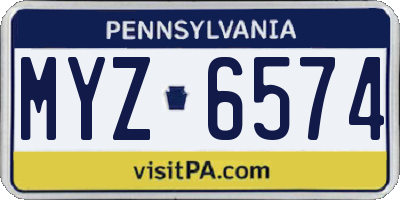 PA license plate MYZ6574