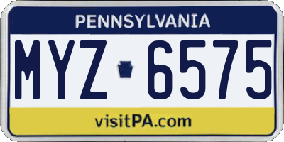 PA license plate MYZ6575