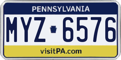 PA license plate MYZ6576