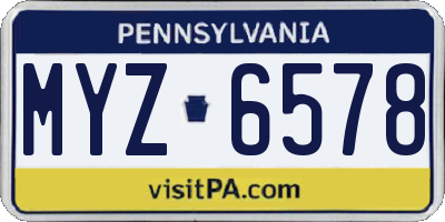 PA license plate MYZ6578