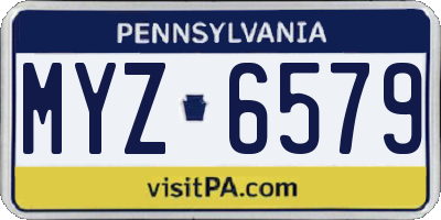 PA license plate MYZ6579