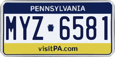 PA license plate MYZ6581