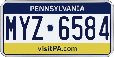 PA license plate MYZ6584