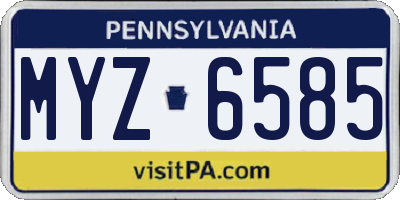 PA license plate MYZ6585