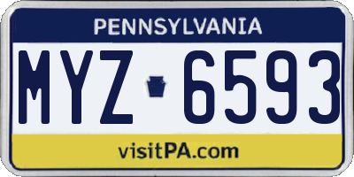 PA license plate MYZ6593