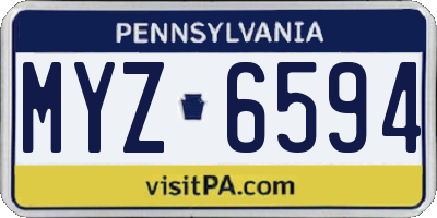 PA license plate MYZ6594