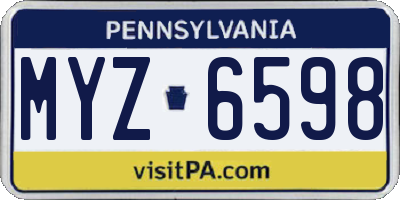 PA license plate MYZ6598