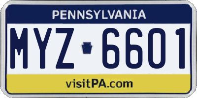 PA license plate MYZ6601