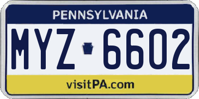 PA license plate MYZ6602