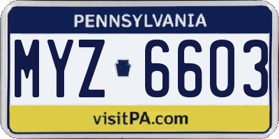 PA license plate MYZ6603