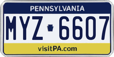 PA license plate MYZ6607