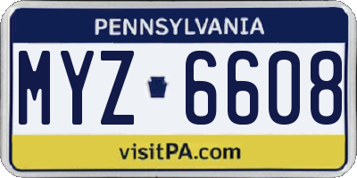 PA license plate MYZ6608