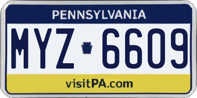 PA license plate MYZ6609