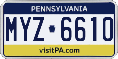 PA license plate MYZ6610