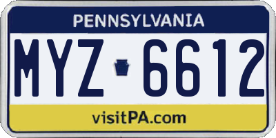 PA license plate MYZ6612