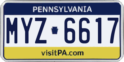 PA license plate MYZ6617
