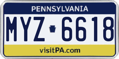 PA license plate MYZ6618