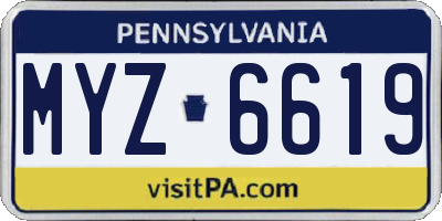 PA license plate MYZ6619