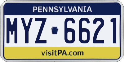 PA license plate MYZ6621