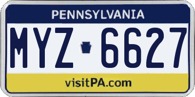 PA license plate MYZ6627