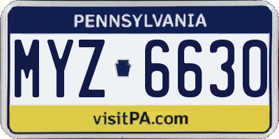 PA license plate MYZ6630