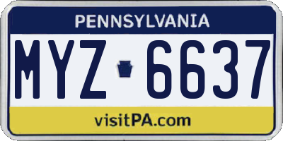 PA license plate MYZ6637