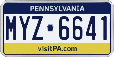 PA license plate MYZ6641